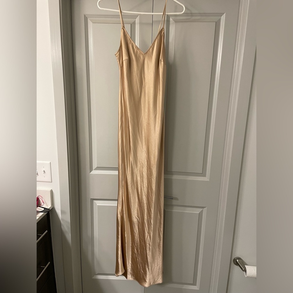 Long gold/tan gown with silt